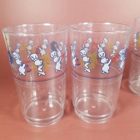 Pillsbury Doughboy Vintage Lot 4 Plastic Drinking Glasses 4.5” Music Band 1991 - Picture 2 of 9